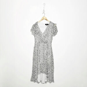 LULU'S Rules of the Jungle Black and White Leopard Print Midi Dress womens S